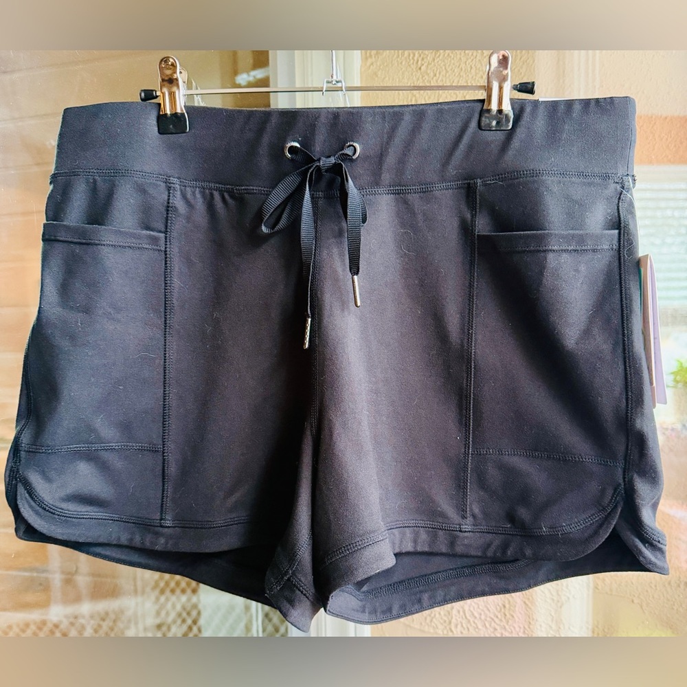 GAIAM Black Knit Drawstring Shorts